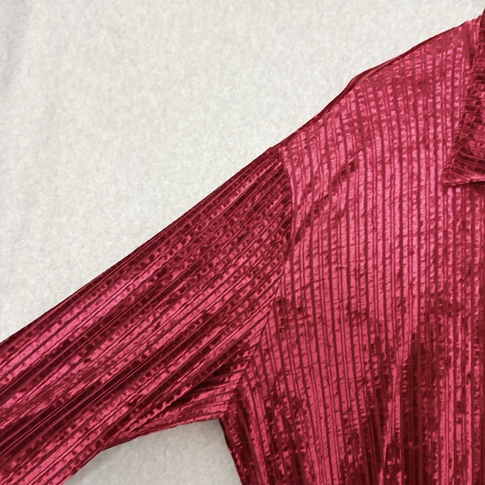 Umgee Womens Velvet Burnout Grunge Whimsigoth Button Top Size 2X Red Vamp Stripe - Picture 4 of 9